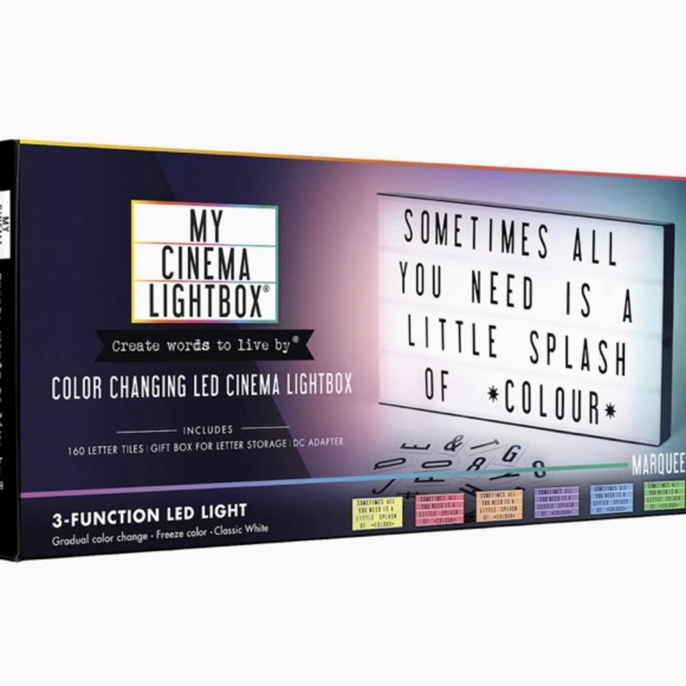 NEW My Cinema Light Box 24"x12" Color Changing 160 Letters/Numbers Wall Decor